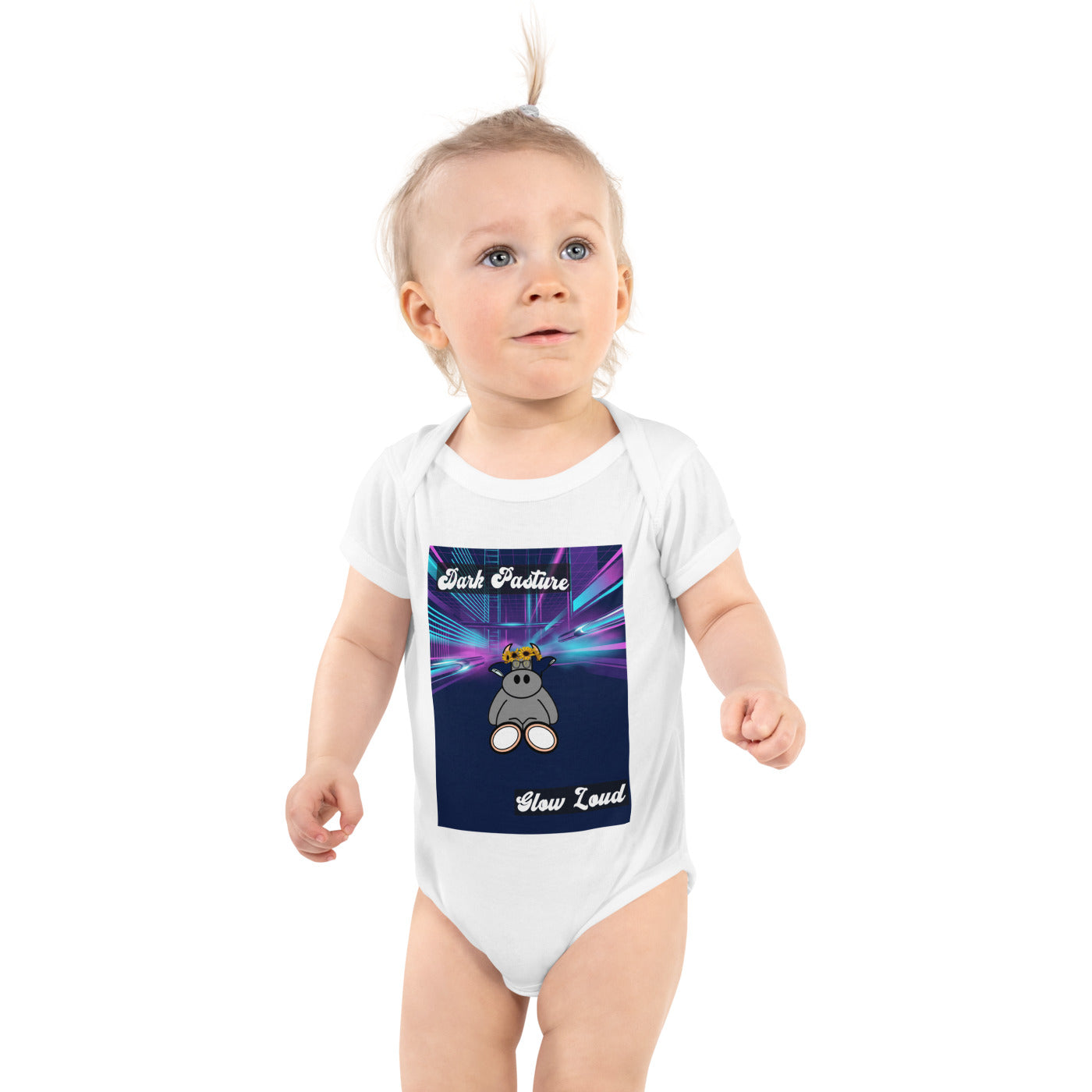 Pocket Cows Baby Short Sleeve Bodysuit — Design 255
