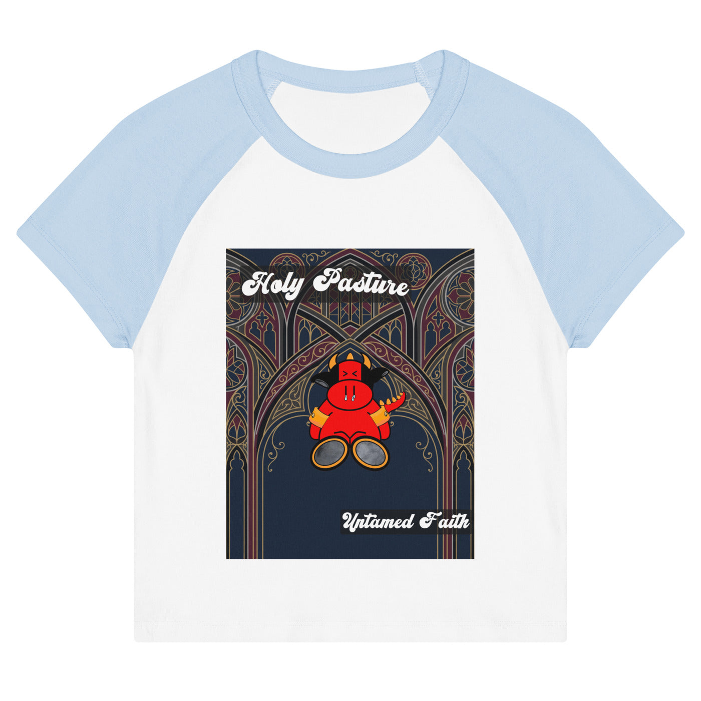 Pocket Cows Women's Micro Rib Raglan Baby Tee — Design 270