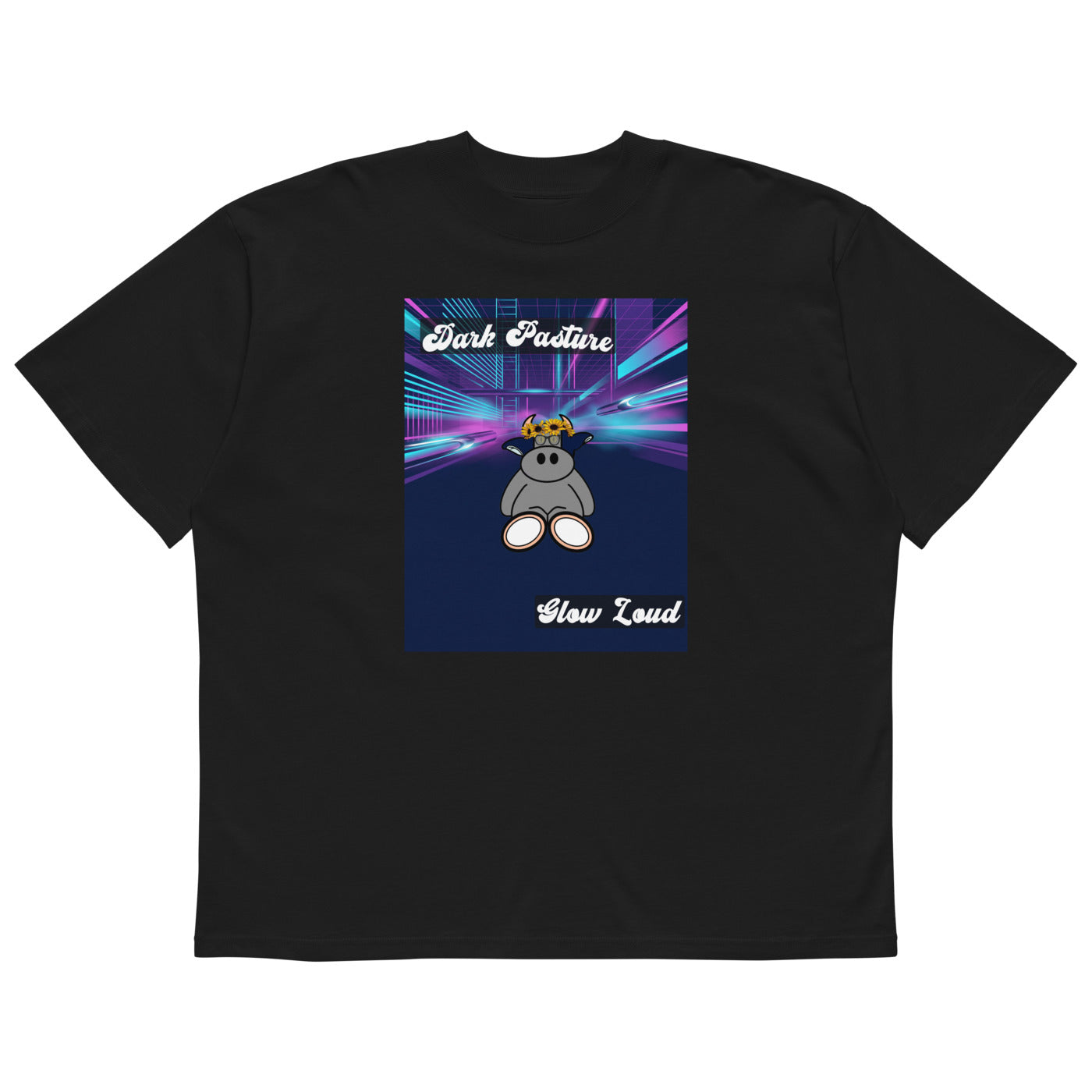 Pocket Cows Unisex Organic Oversized High Neck Blaster 2.0 T-Shirt — Design 255