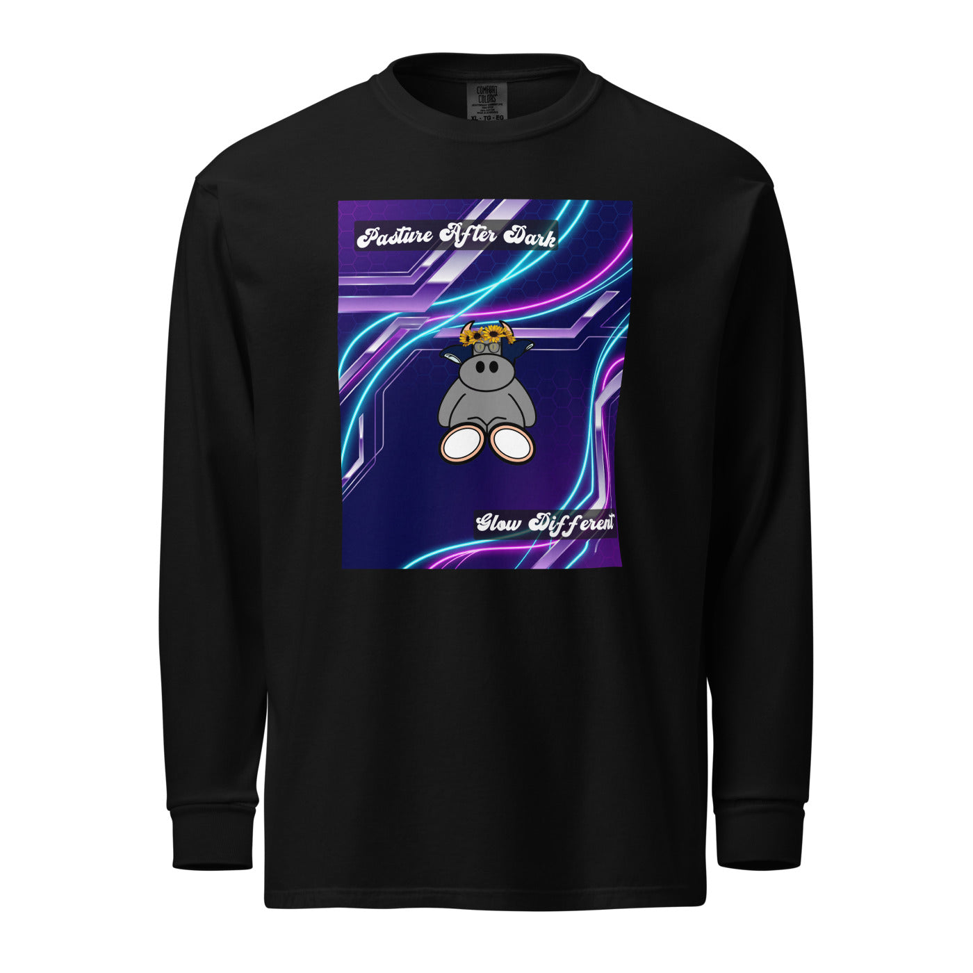 Pocket Cows Unisex Garment-Dyed Heavyweight Long Sleeve Shirt — Design 251