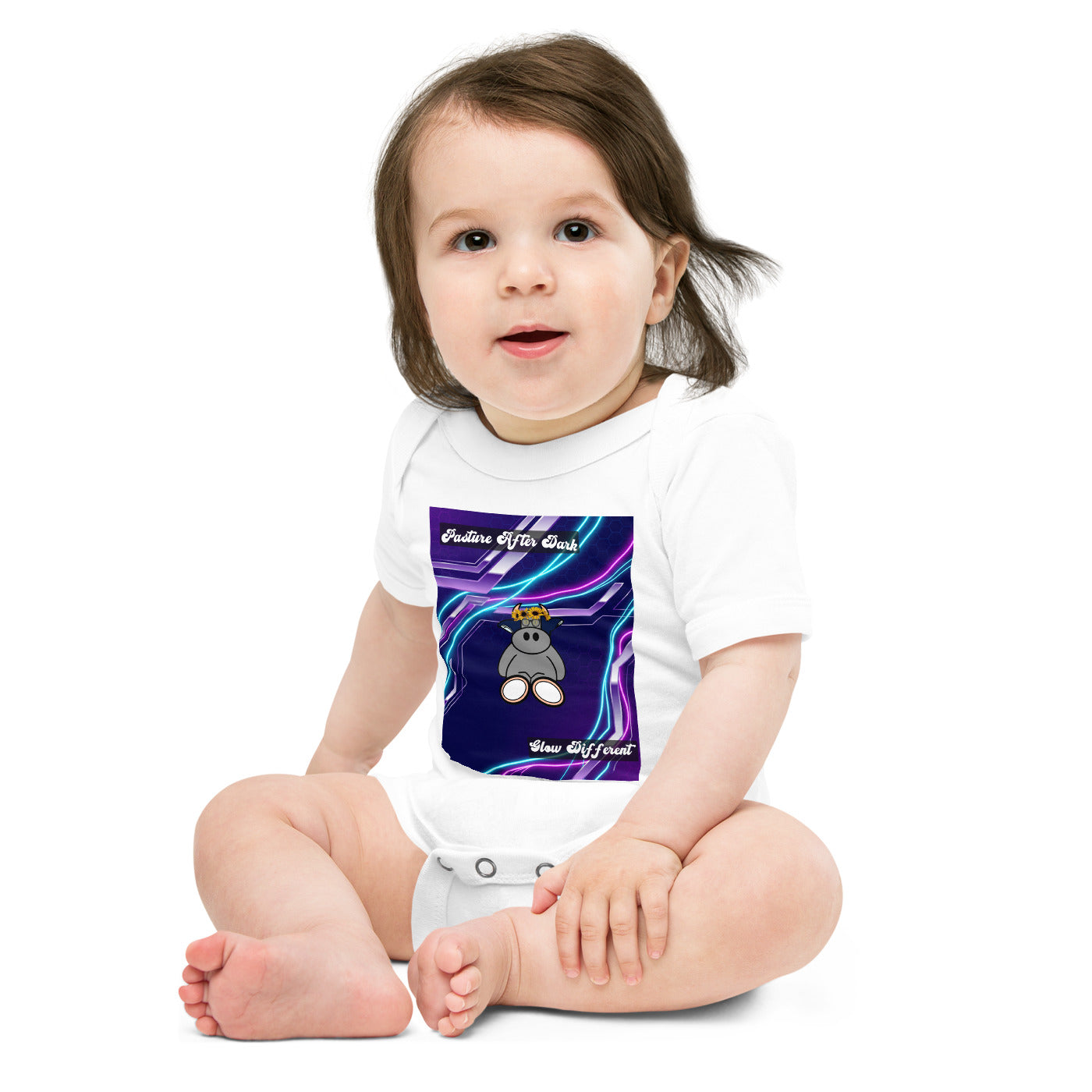 Pocket Cows Baby Short Sleeve One Piece — Design 251