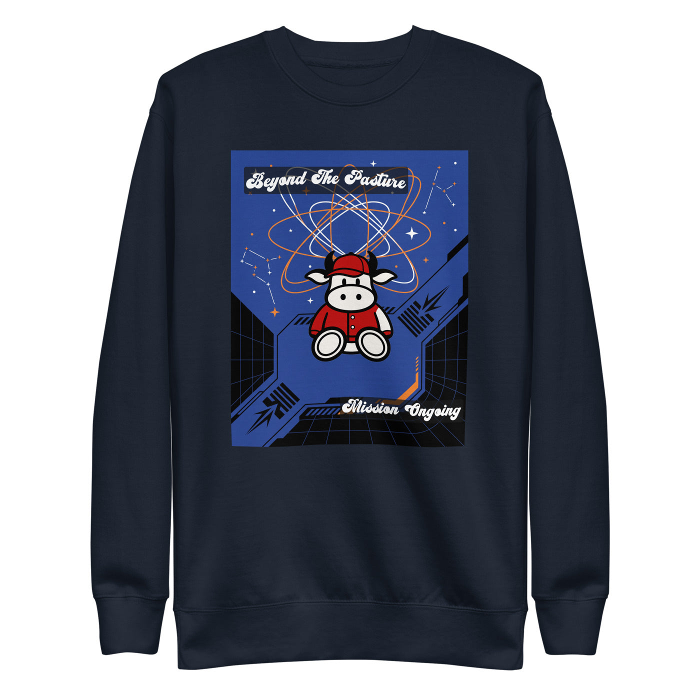 Pocket Cows Crewneck — Orbit The Herd — Design 238