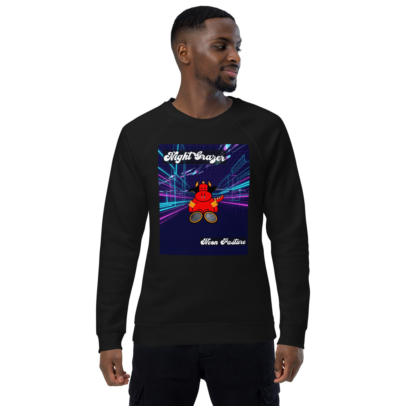 Pocket Cows Unisex Organic Raglan Sweatshirt — Design 250