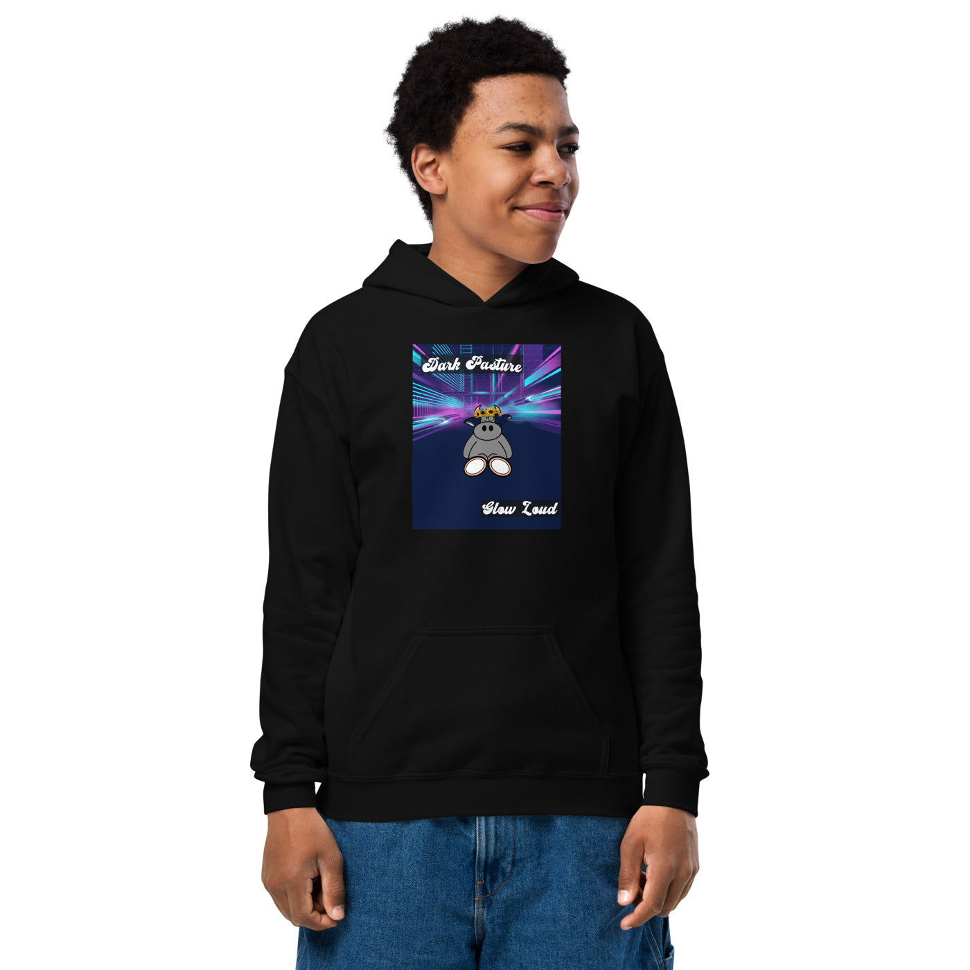 Pocket Cows Youth Heavy Blend Hoodie — Design 255