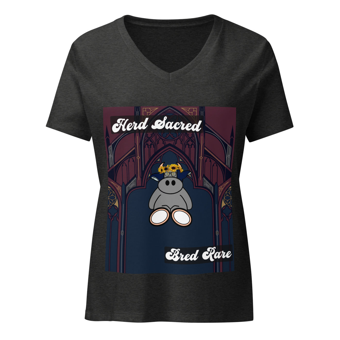 Pocket Cows Women's Relaxed V-Neck T-Shirt — Design 271