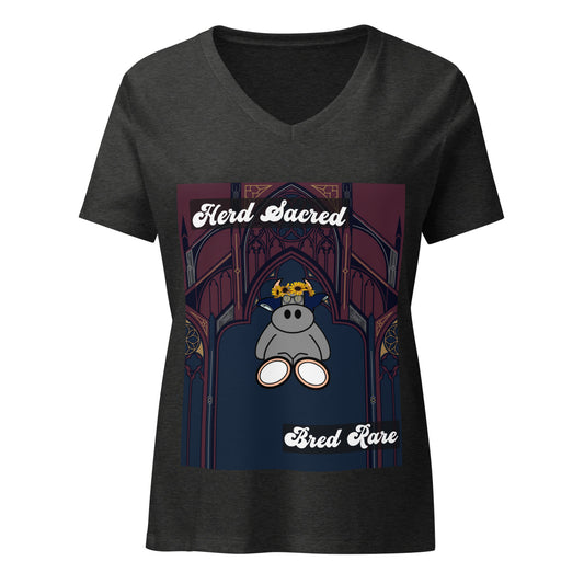 Pocket Cows Women's Relaxed V-Neck T-Shirt — Design 271