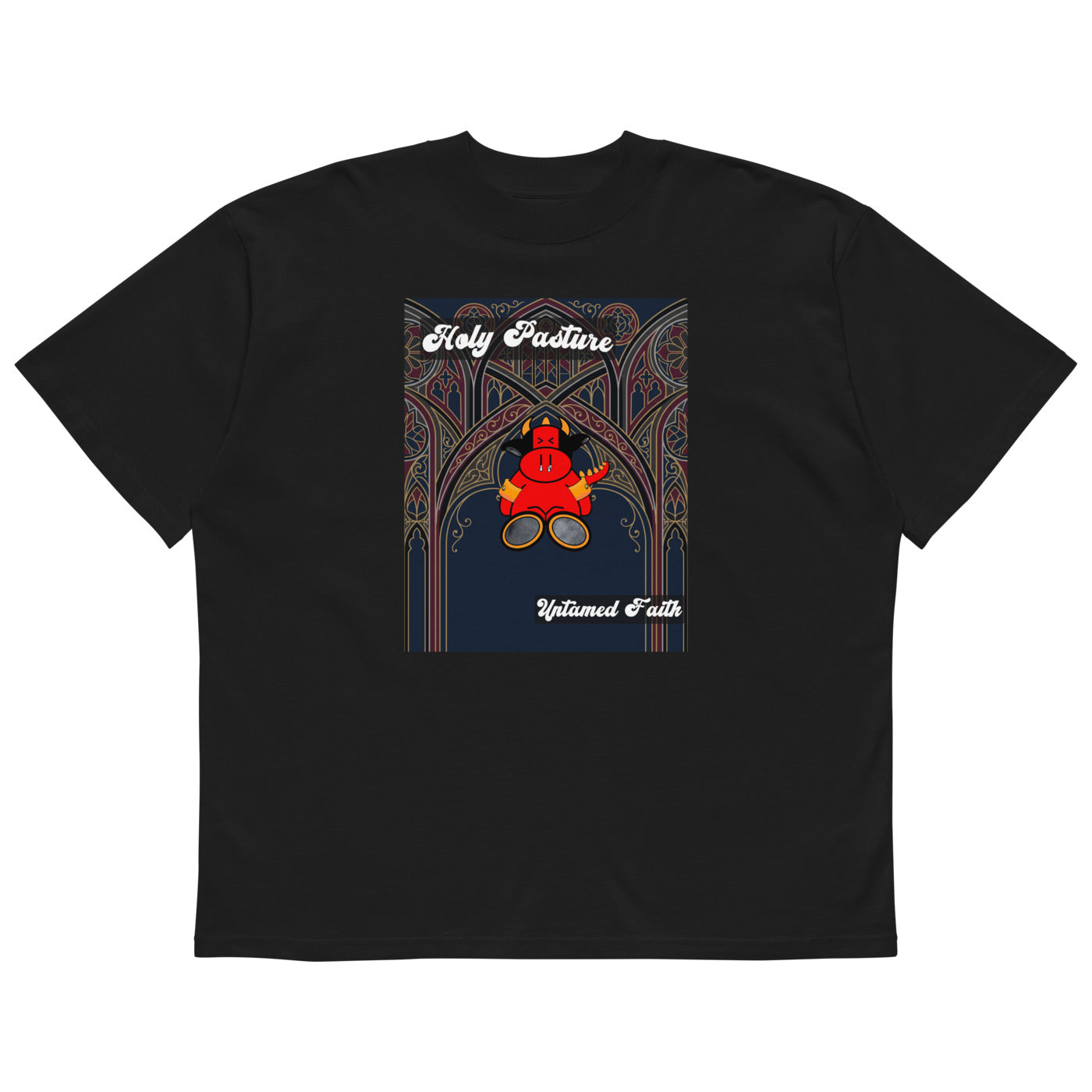 Pocket Cows Unisex Organic Oversized High Neck Blaster 2.0 T-Shirt — Design 270