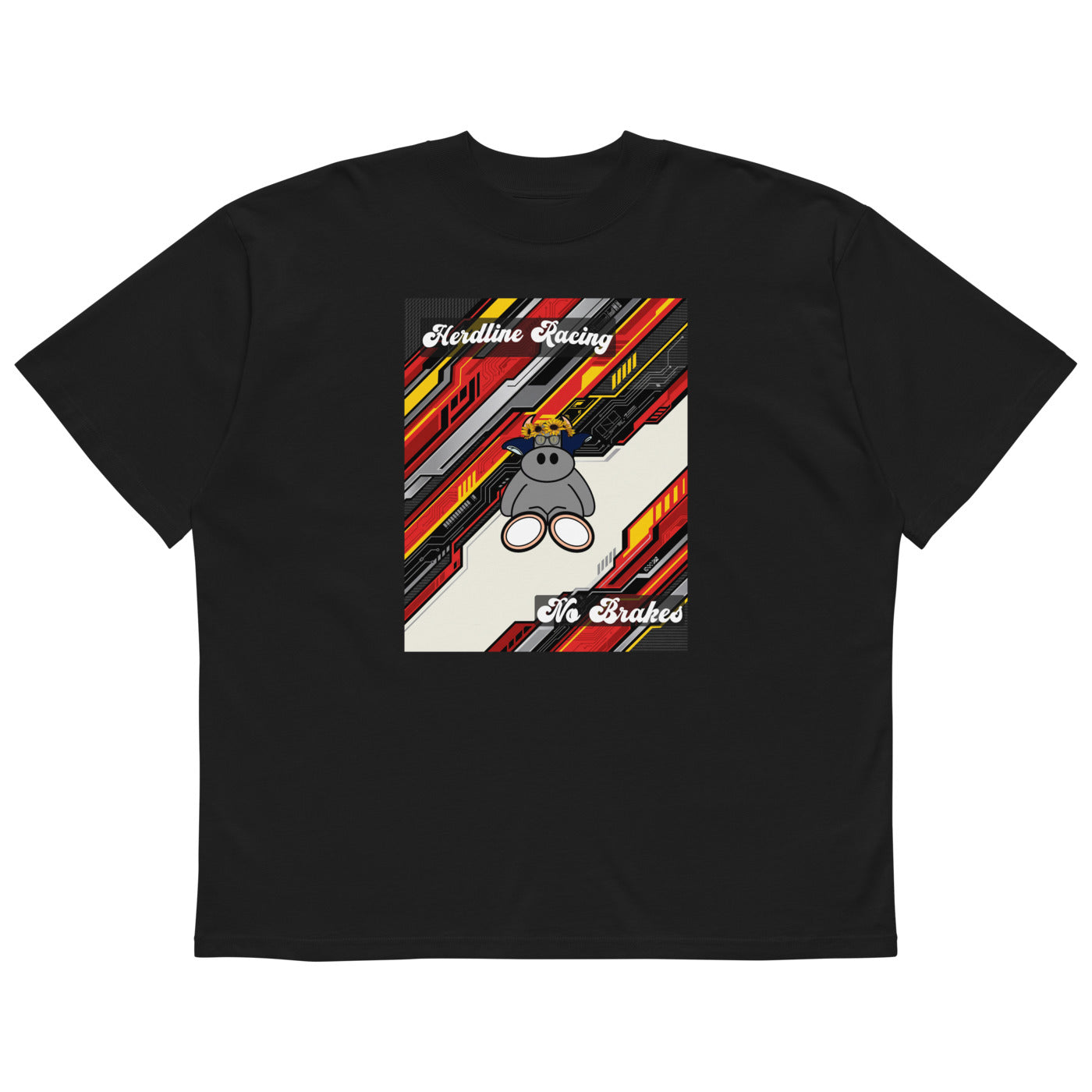 Pocket Cows Unisex Organic Oversized High Neck Blaster 2.0 T-Shirt — Design 263