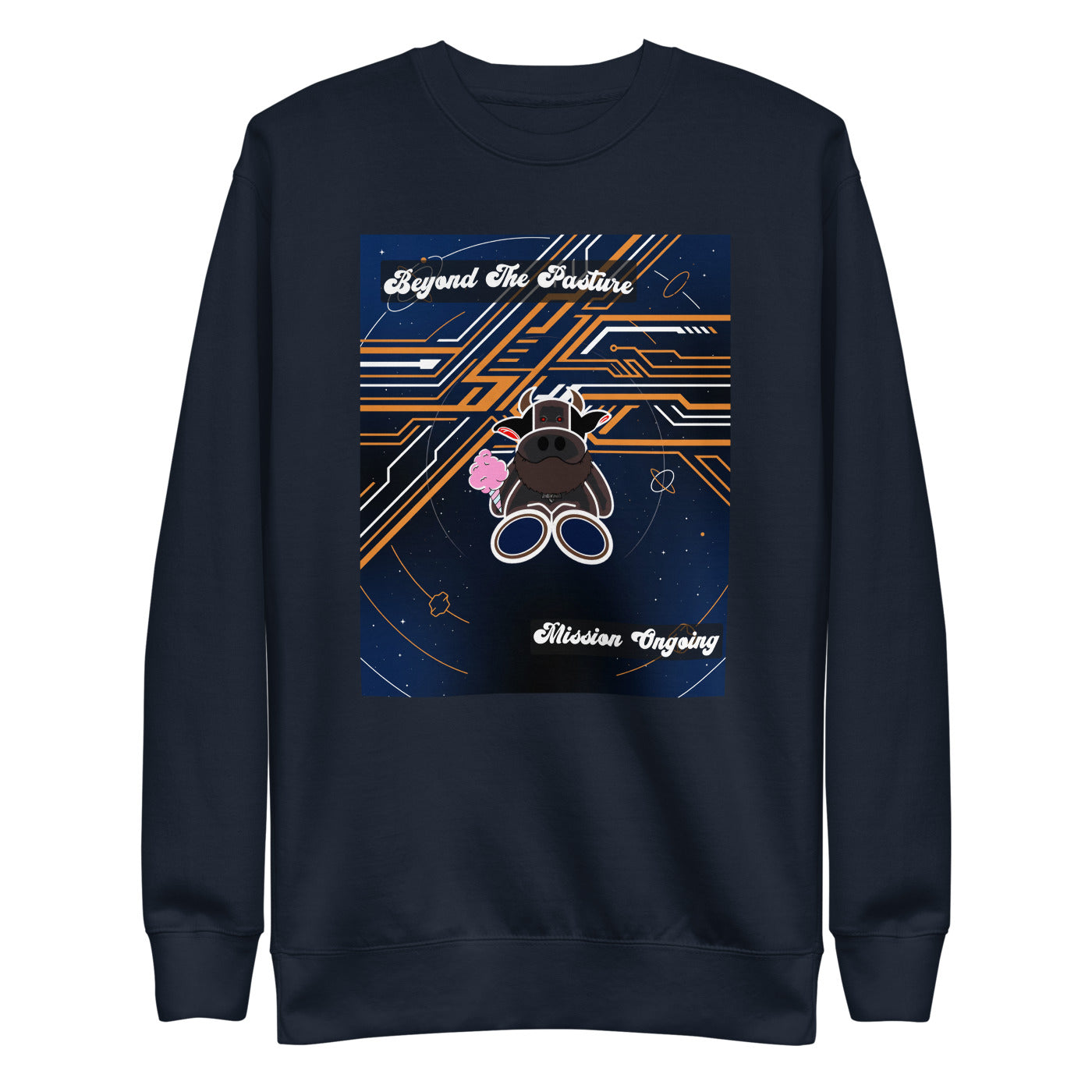 Pocket Cows Crewneck — Orbit The Herd — Design 144