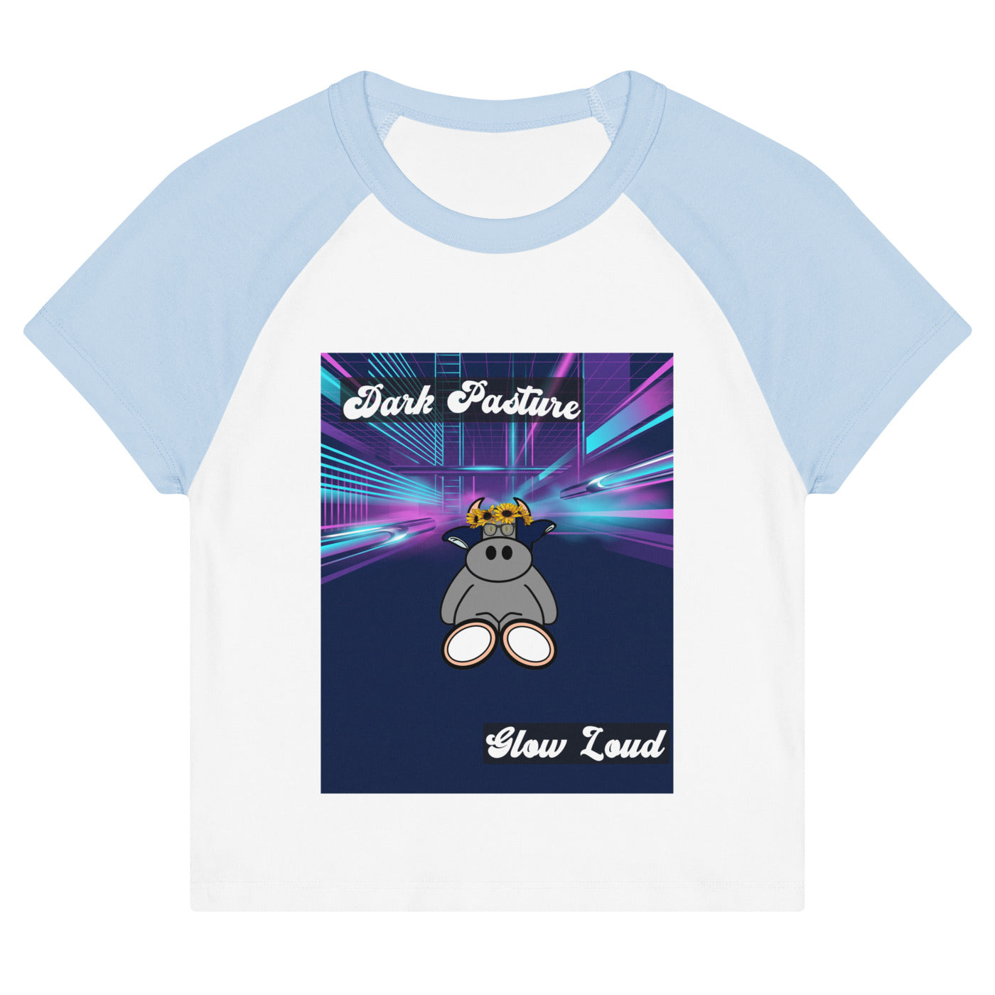 Pocket Cows Women's Micro Rib Raglan Baby Tee — Design 255
