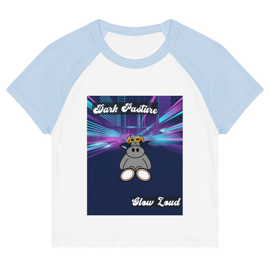 Pocket Cows Women's Micro Rib Raglan Baby Tee — Design 255