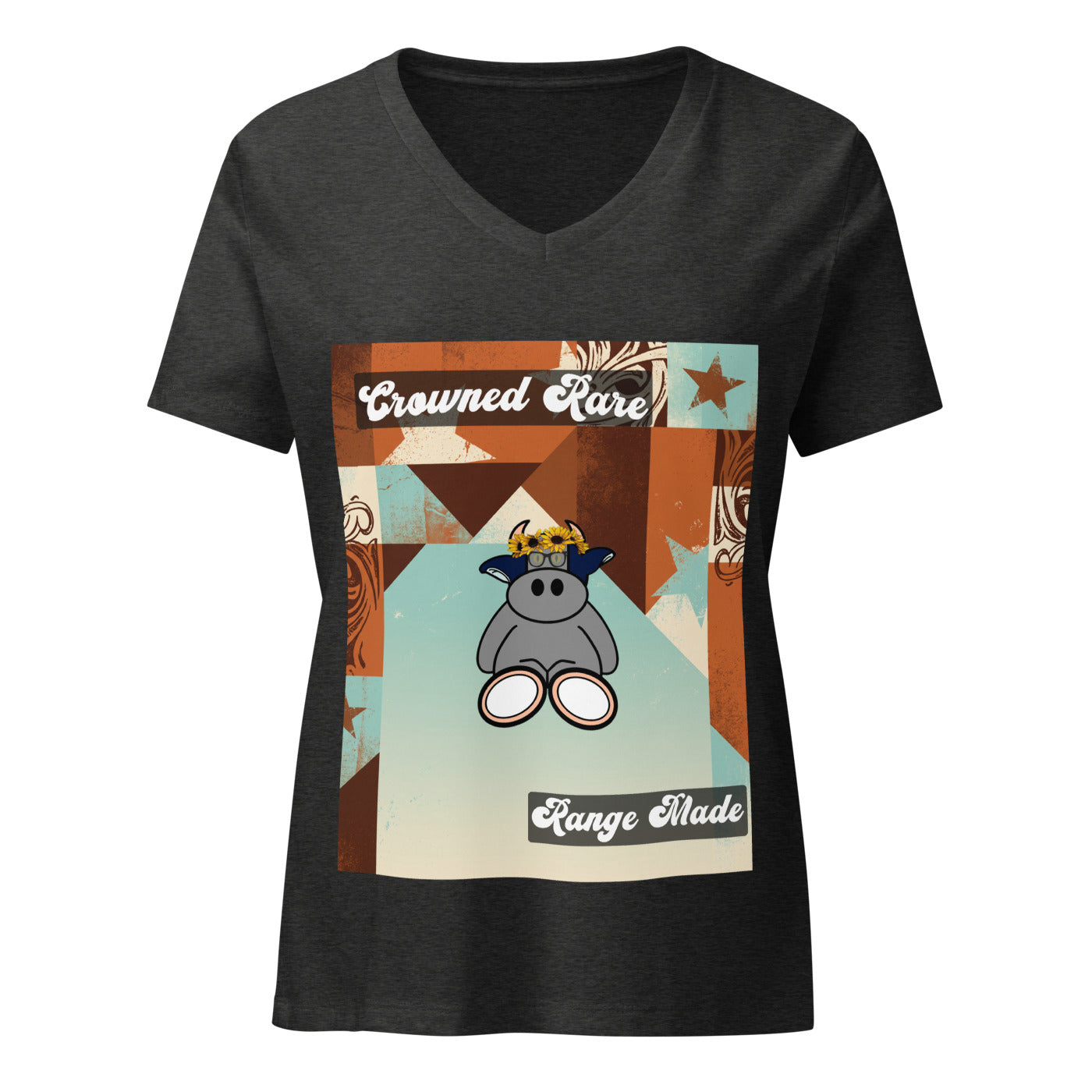 Pocket Cows Women's Relaxed V-Neck T-Shirt — Design 260