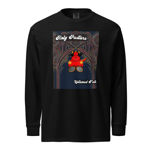 Pocket Cows Unisex Garment-Dyed Heavyweight Long Sleeve Shirt — Design 270