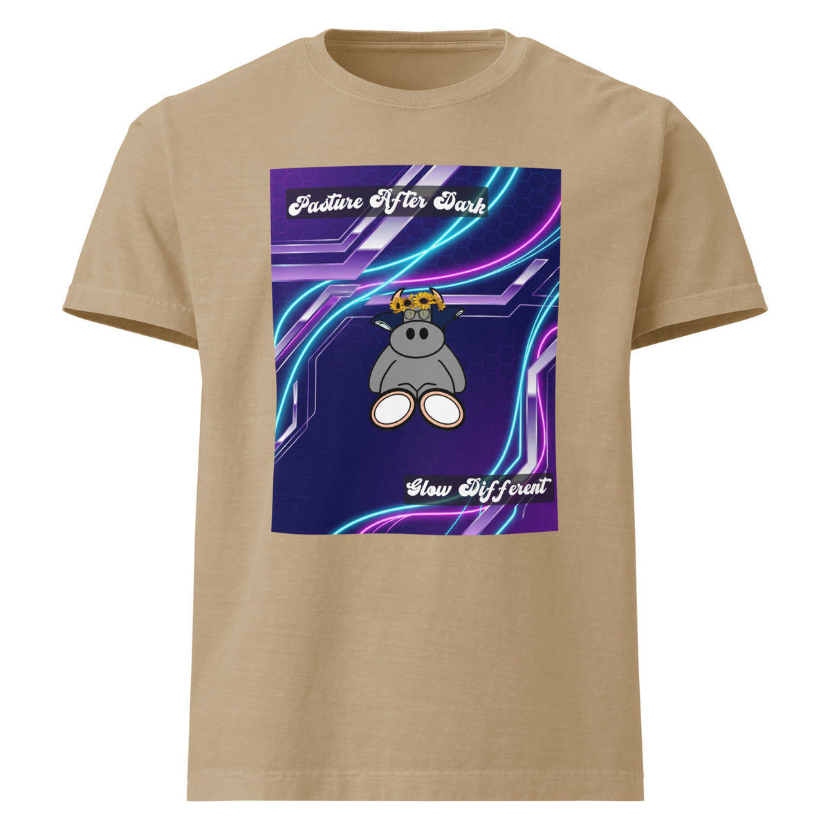 Pocket Cows Unisex Heavyweight Garment Dye Tee — Design 251