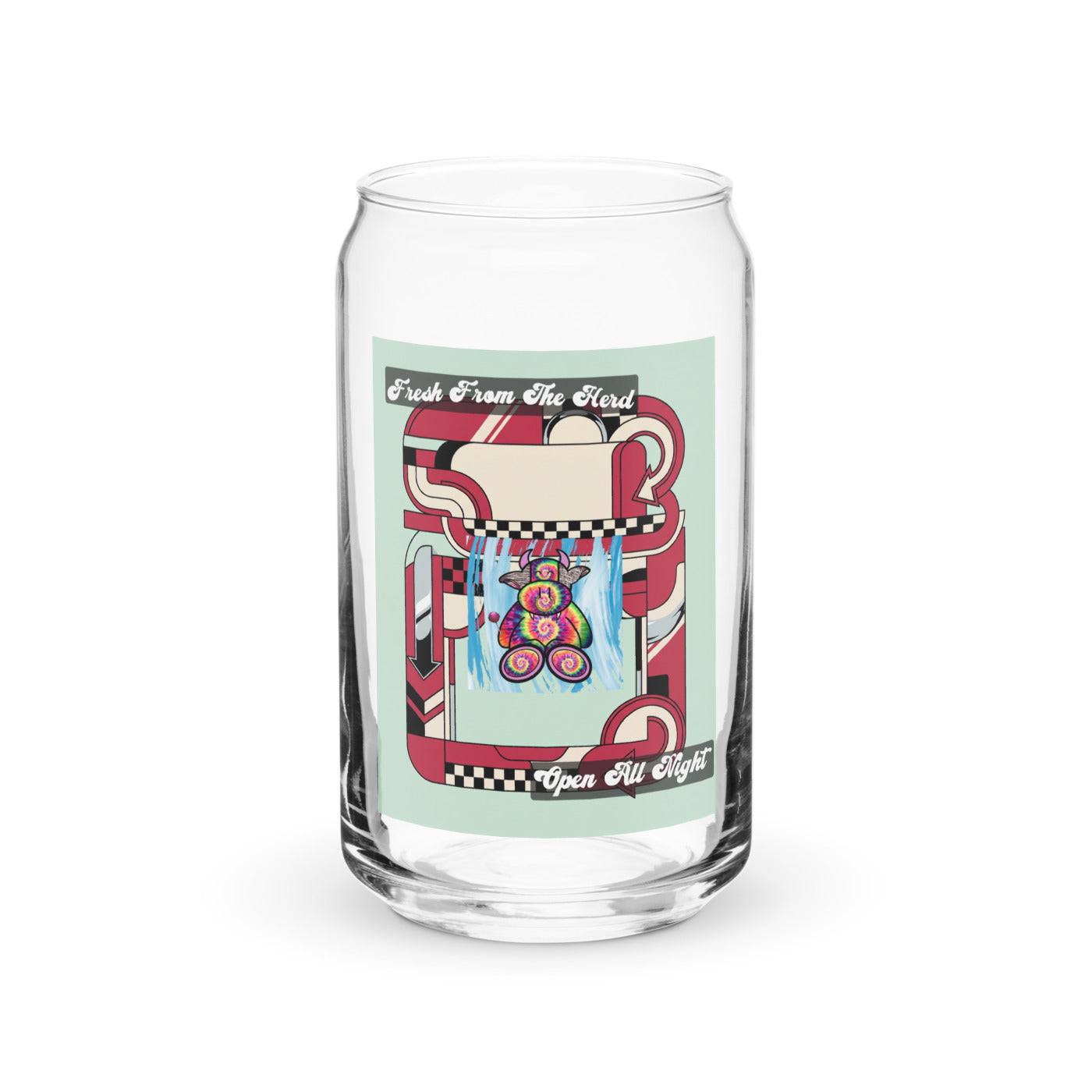 Pocket Cows Can-Shaped Glass (16 oz) — Always Fresh — Design 713