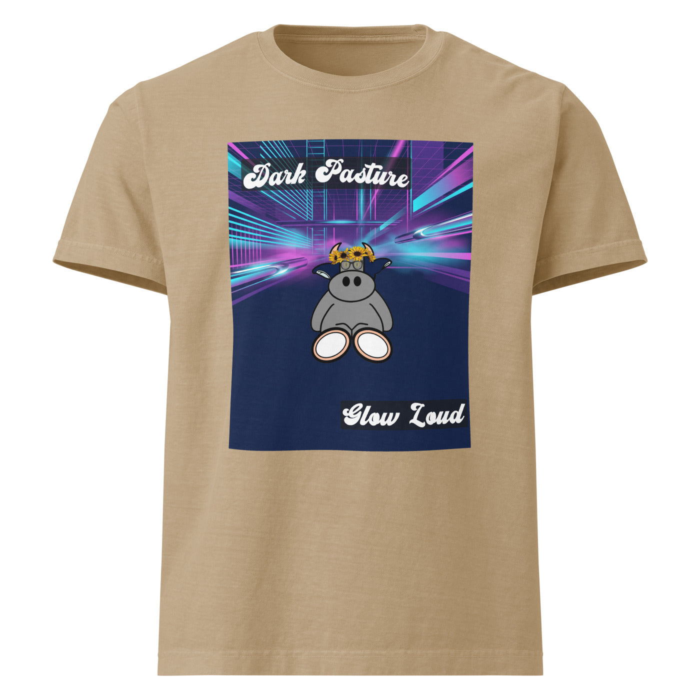 Pocket Cows Unisex Heavyweight Garment Dye Tee — Design 255