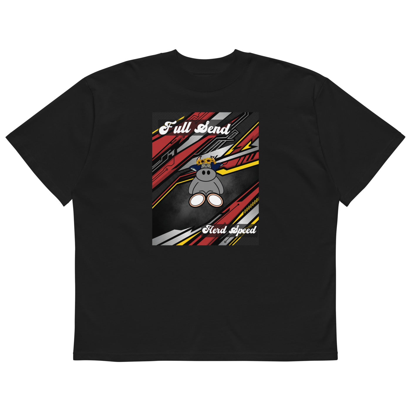 Pocket Cows Unisex Organic Oversized High Neck Blaster 2.0 T-Shirt — Design 265