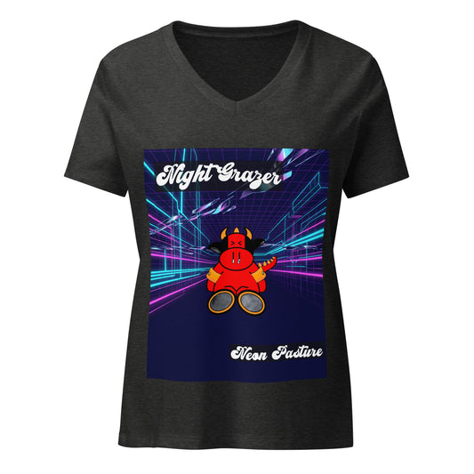 Pocket Cows Women's Relaxed V-Neck T-Shirt — Design 250