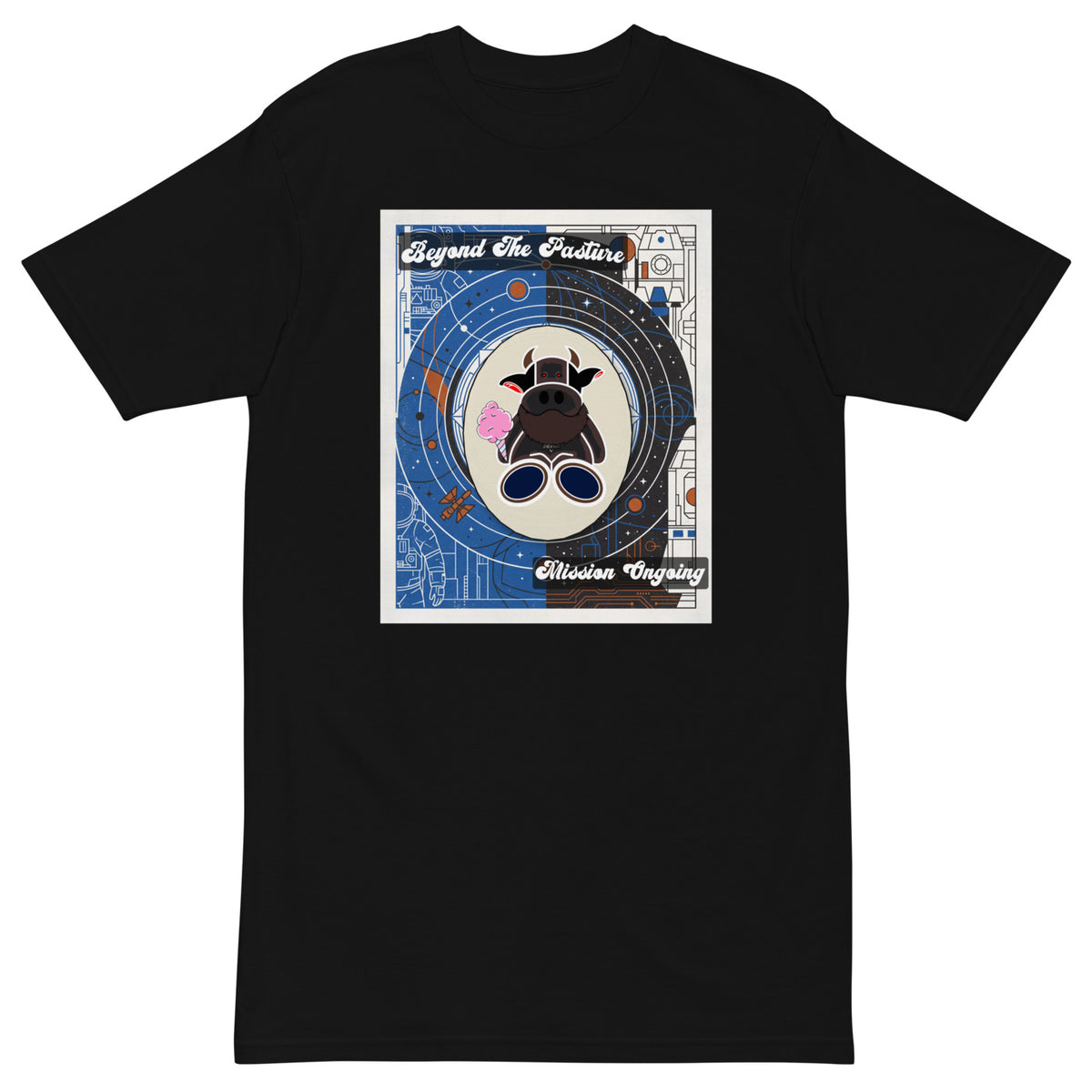 Pocket Cows Heavyweight Tee — Orbit The Herd — Design 10 — alternate view