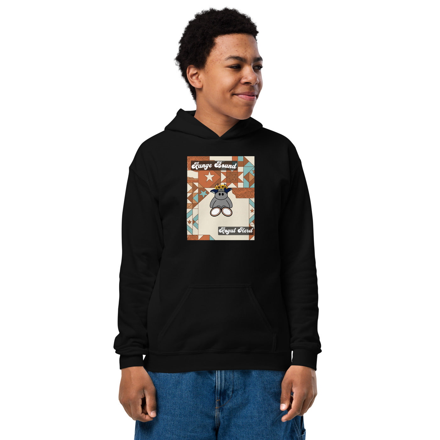 Pocket Cows Youth Heavy Blend Hoodie — Design 258