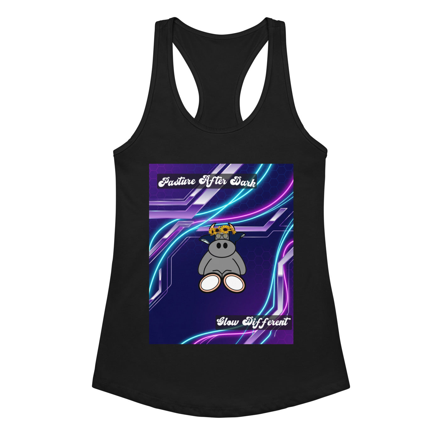 Pocket Cows Women's Ideal Racerback Tank Top — Design 251