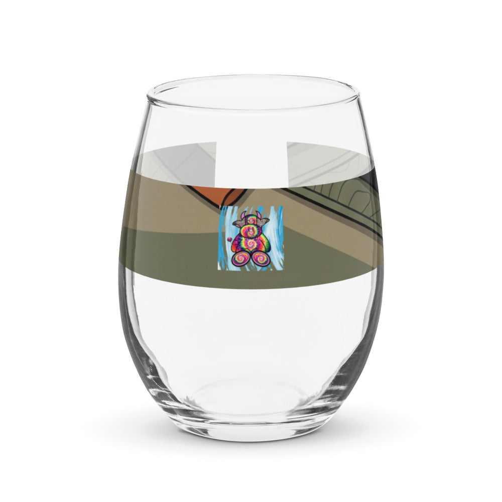 Pocket Cows Stemless Wine Glass (15 oz) — Built To Roam — Design 719