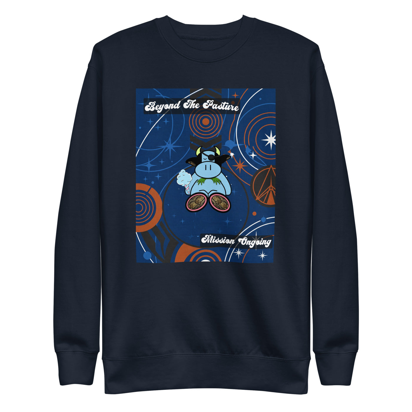 Pocket Cows Crewneck — Orbit The Herd — Design 83