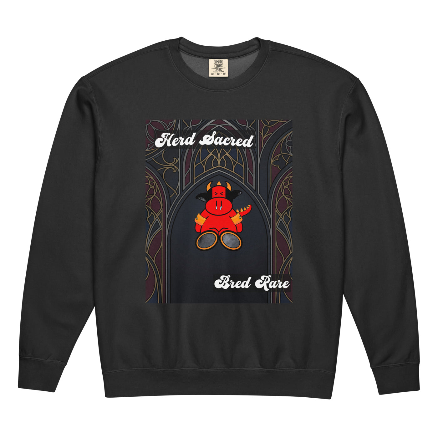 Pocket Cows Unisex Garment-Dyed Lightweight Fleece Crewneck Sweatshirt I Comfort Colors — Sacred Herd — Design 267