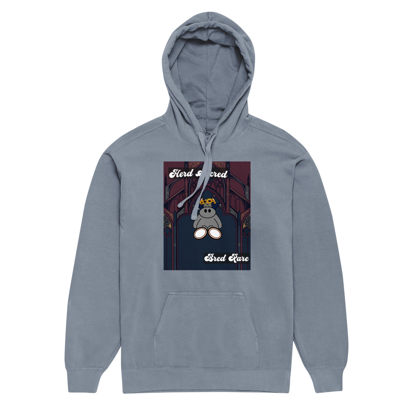 Pocket Cows Unisex Garment-Dyed Hooded Sweatshirt I Comfort Colors — Sacred Herd — Design 271