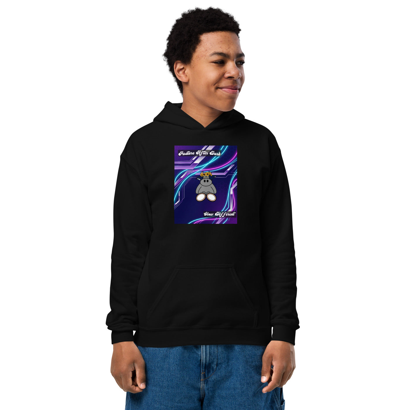 Pocket Cows Youth Heavy Blend Hoodie — Design 251