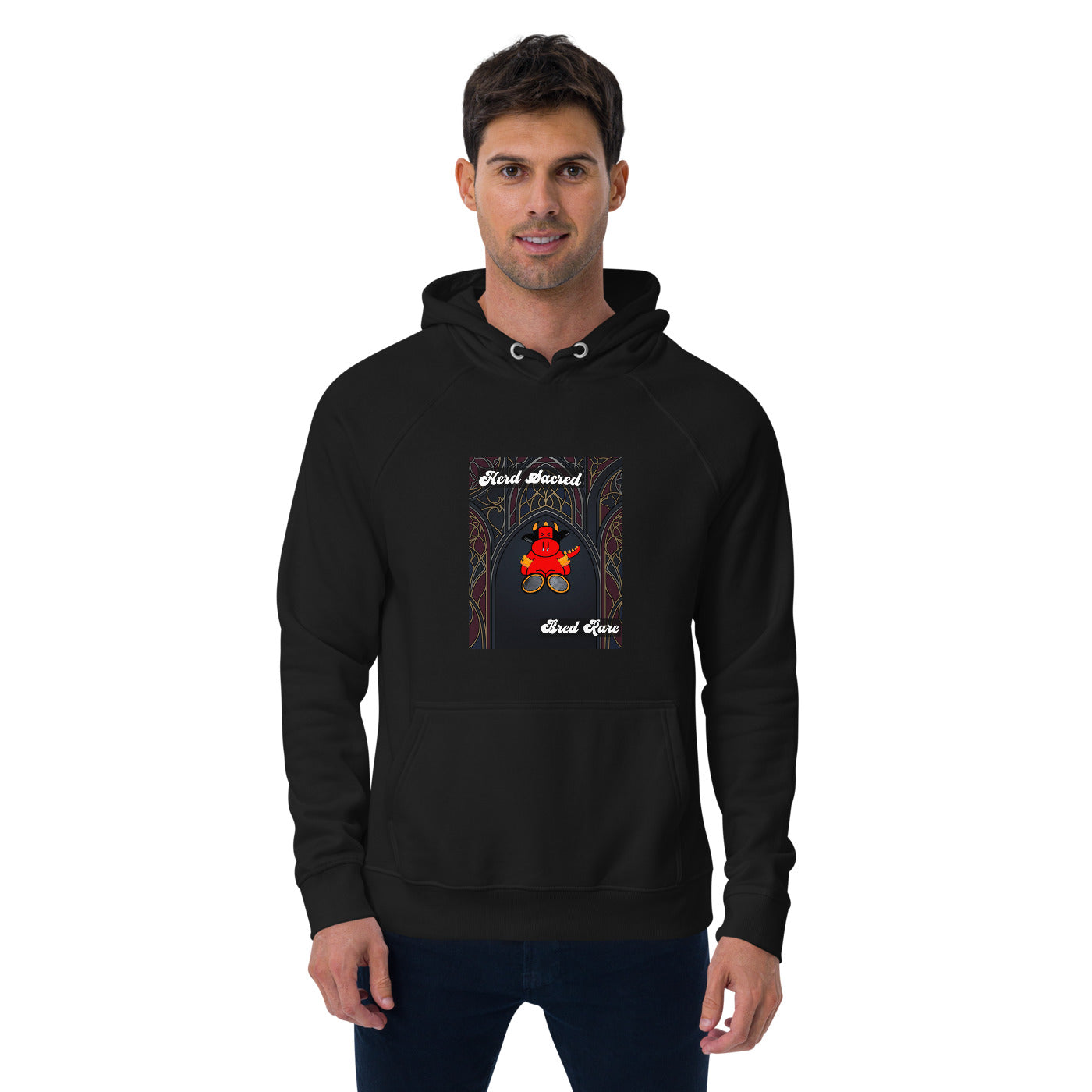 Pocket Cows Unisex Eco Raglan Hoodie — Design 267