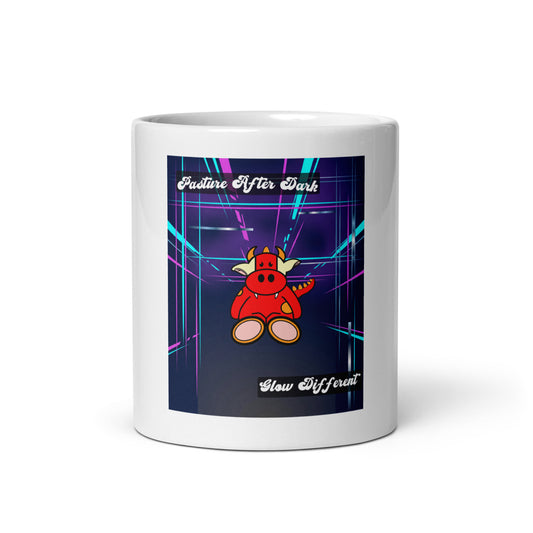 Pocket Cows White Glossy Mug — After Hours — Design 273