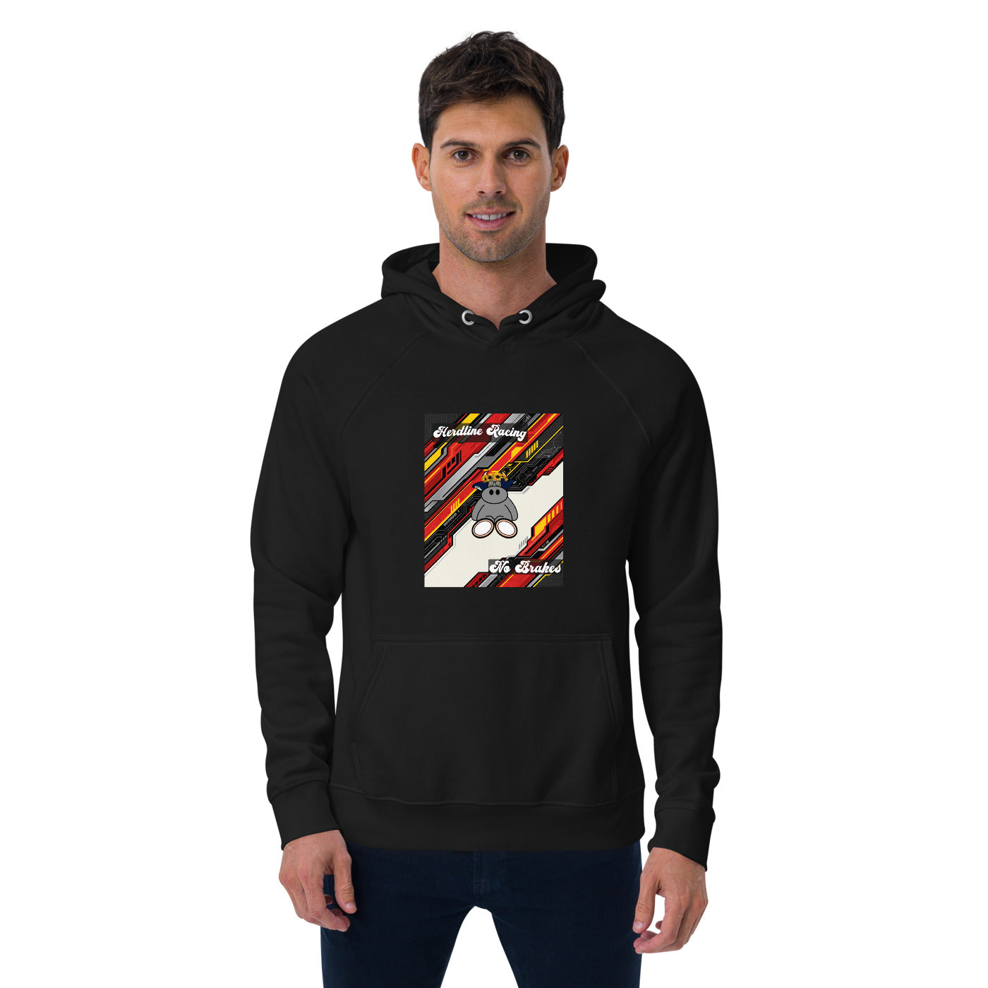 Pocket Cows Unisex Eco Raglan Hoodie — Design 263
