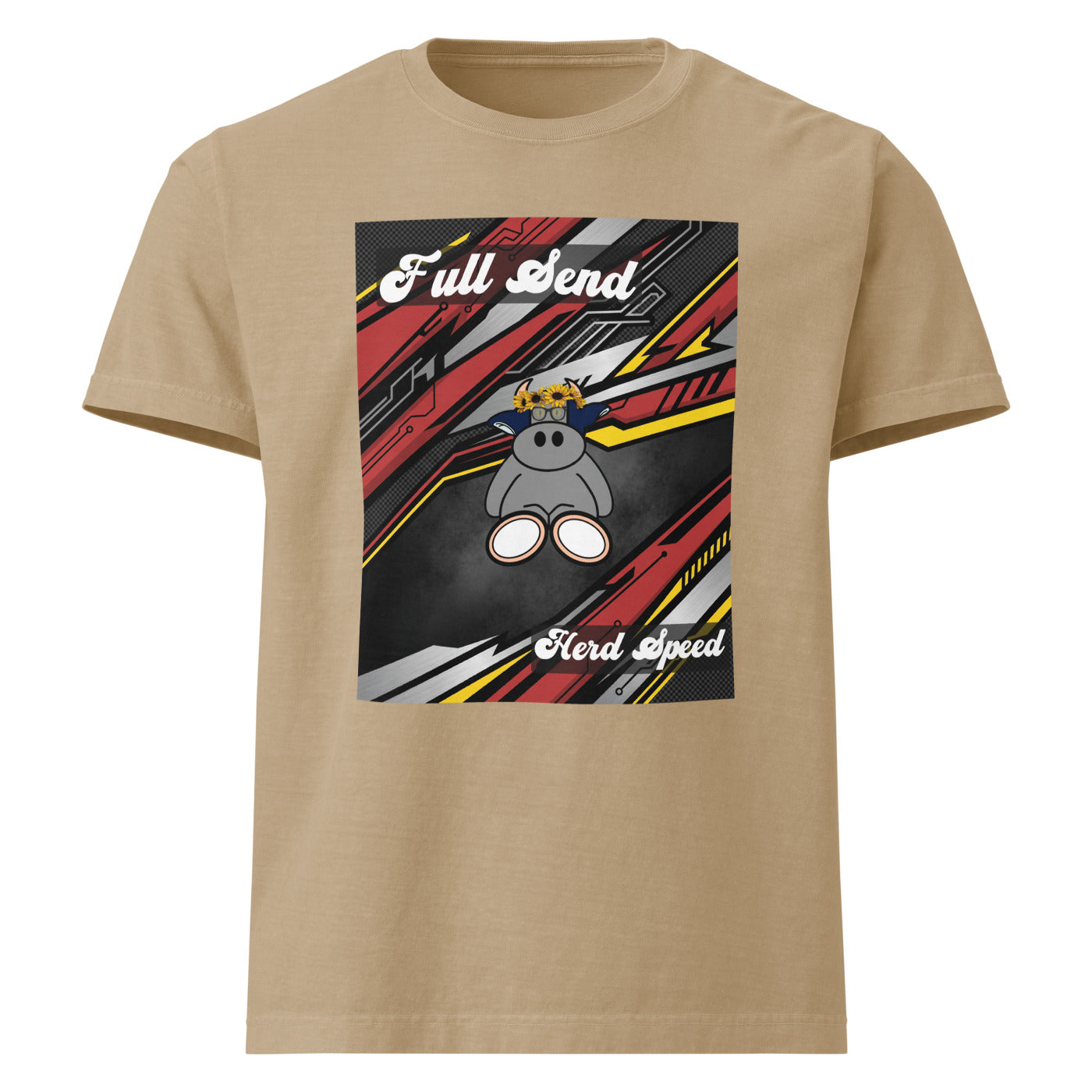 Pocket Cows Unisex Heavyweight Garment Dye Tee — Design 265