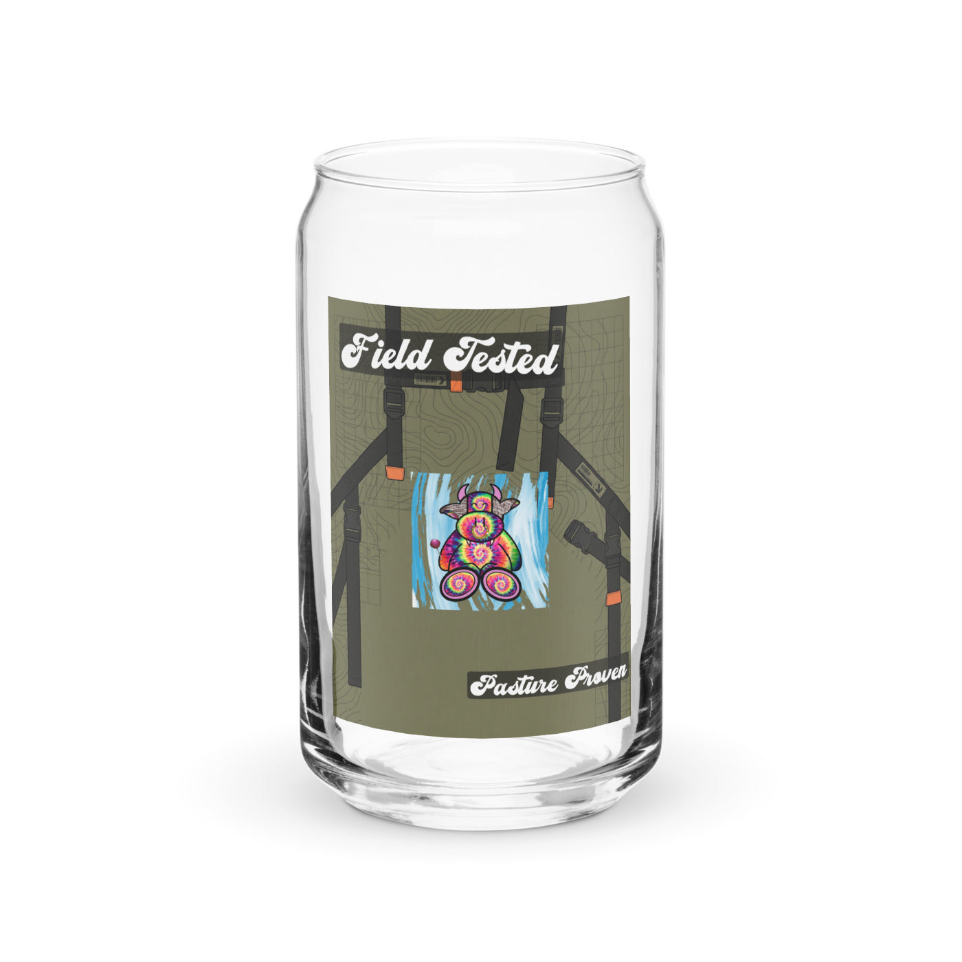 Pocket Cows Can-Shaped Glass (16 oz) — Built To Roam — Design 717