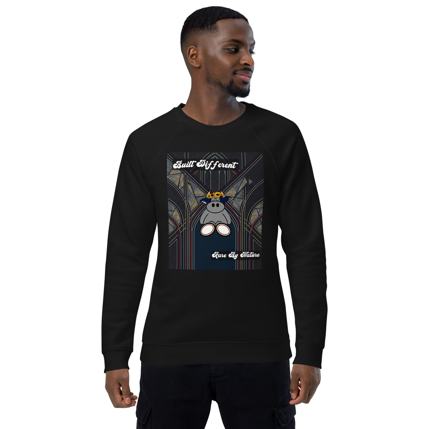Pocket Cows Unisex Organic Raglan Sweatshirt — Design 269