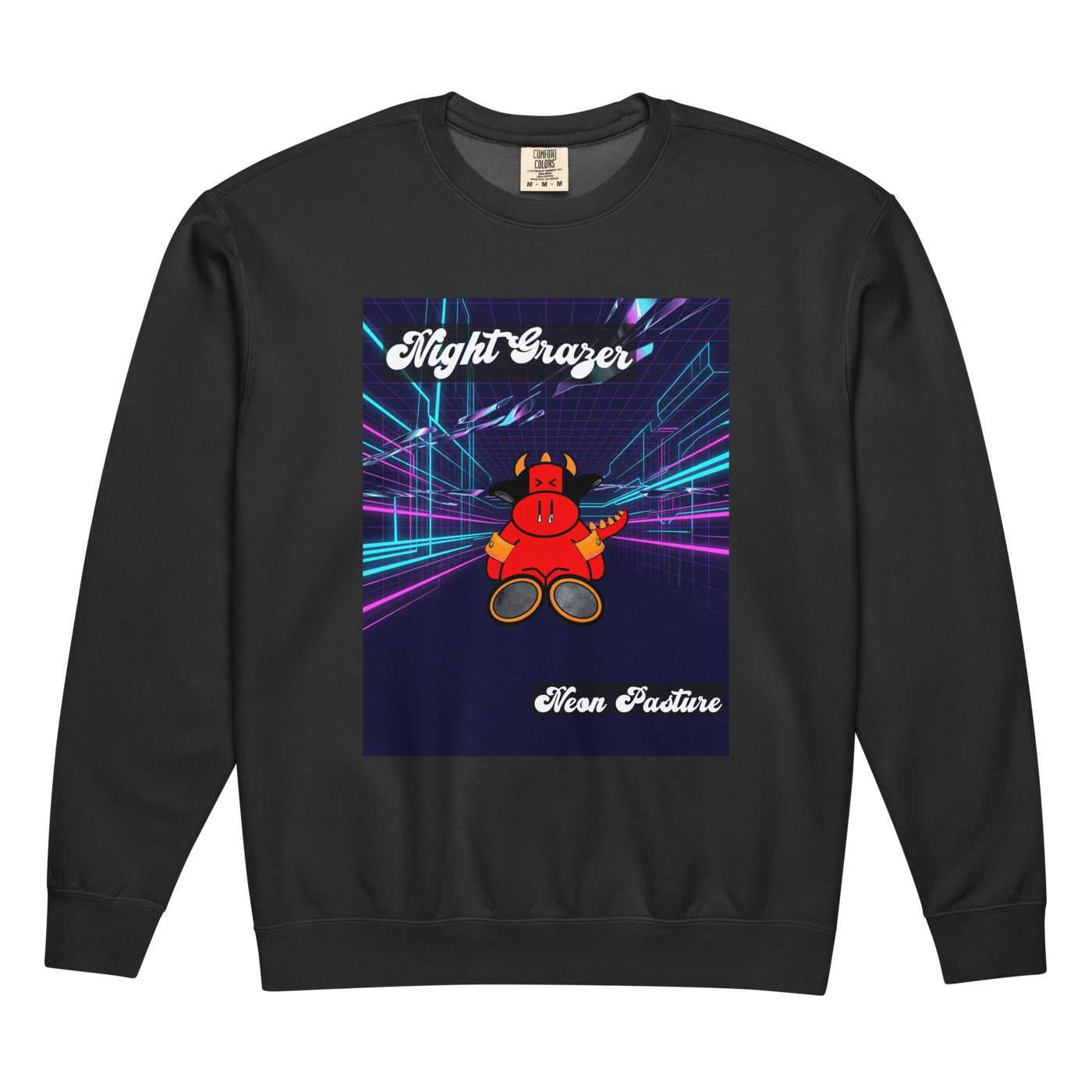 Pocket Cows Unisex Garment-Dyed Lightweight Fleece Crewneck Sweatshirt I Comfort Colors — After Hours — Design 250