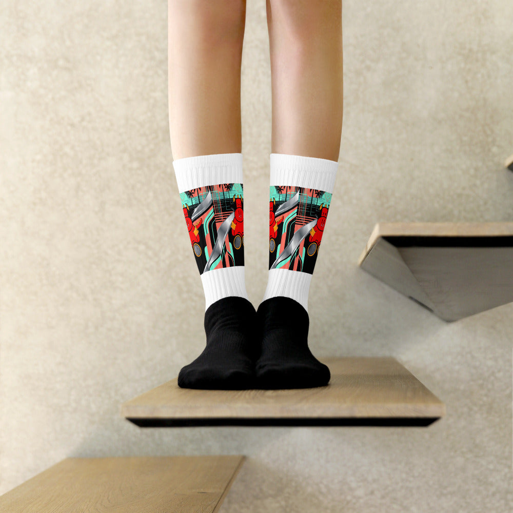 Pocket Cows Black Foot Sublimated Socks — Pasture Vice — Design 272