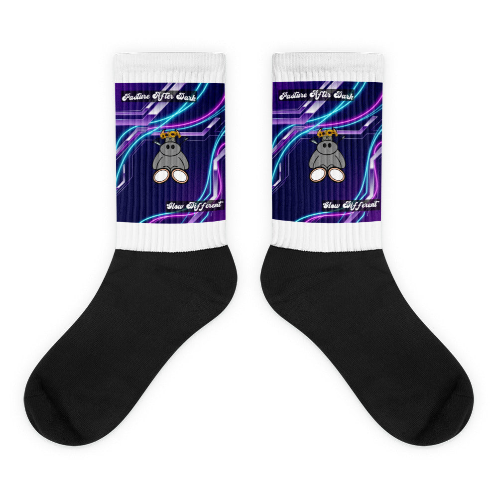 Pocket Cows Black Foot Sublimated Socks — After Hours — Design 251