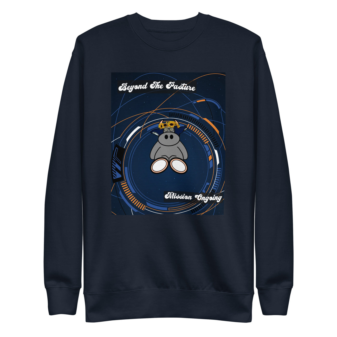 Pocket Cows Crewneck — Orbit The Herd — Design 283