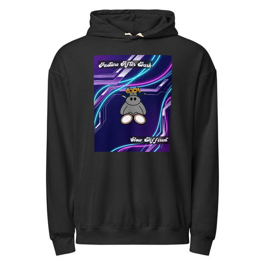 Pocket Cows Unisex Garment-Dyed Lightweight Fleece Hooded Sweatshirt I Comfort Colors — After Hours — Design 251