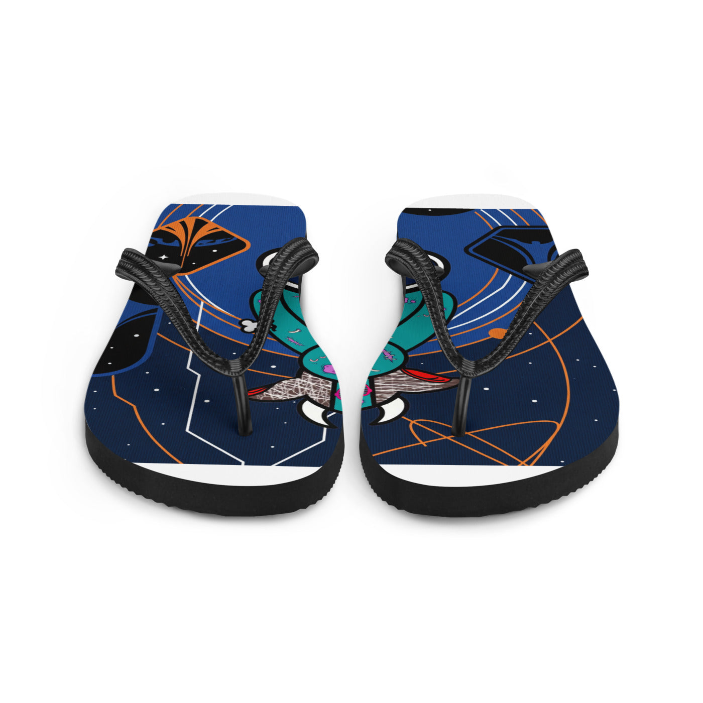 Pocket Cows Sublimation Flip Flops — Orbit The Herd — Design 798