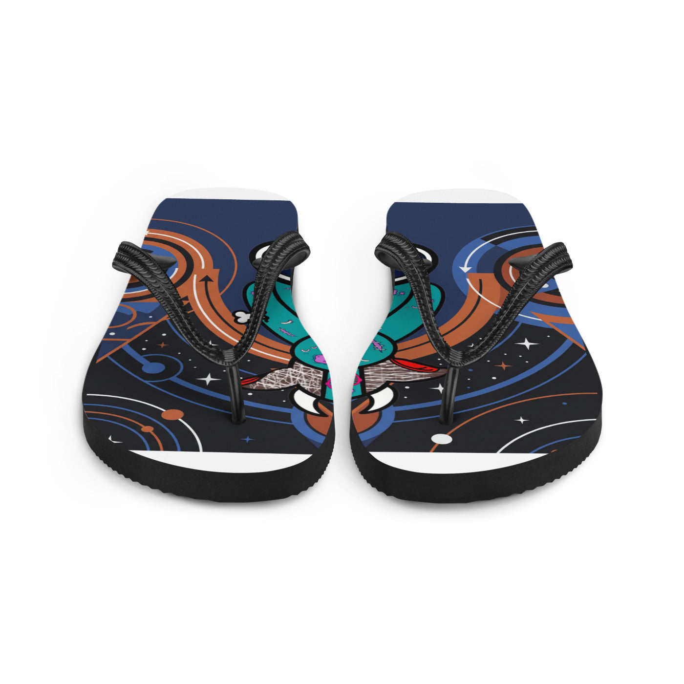 Pocket Cows Sublimation Flip Flops — Orbit The Herd — Design 797