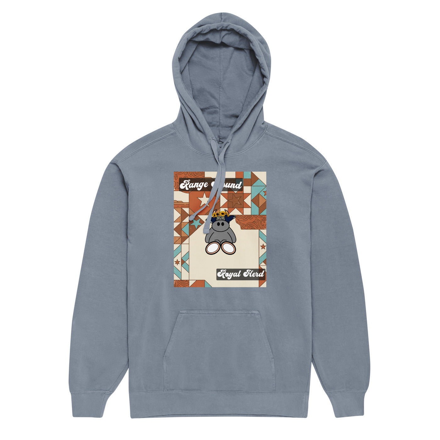Pocket Cows Unisex Garment-Dyed Hooded Sweatshirt I Comfort Colors — Range Royalty — Design 258