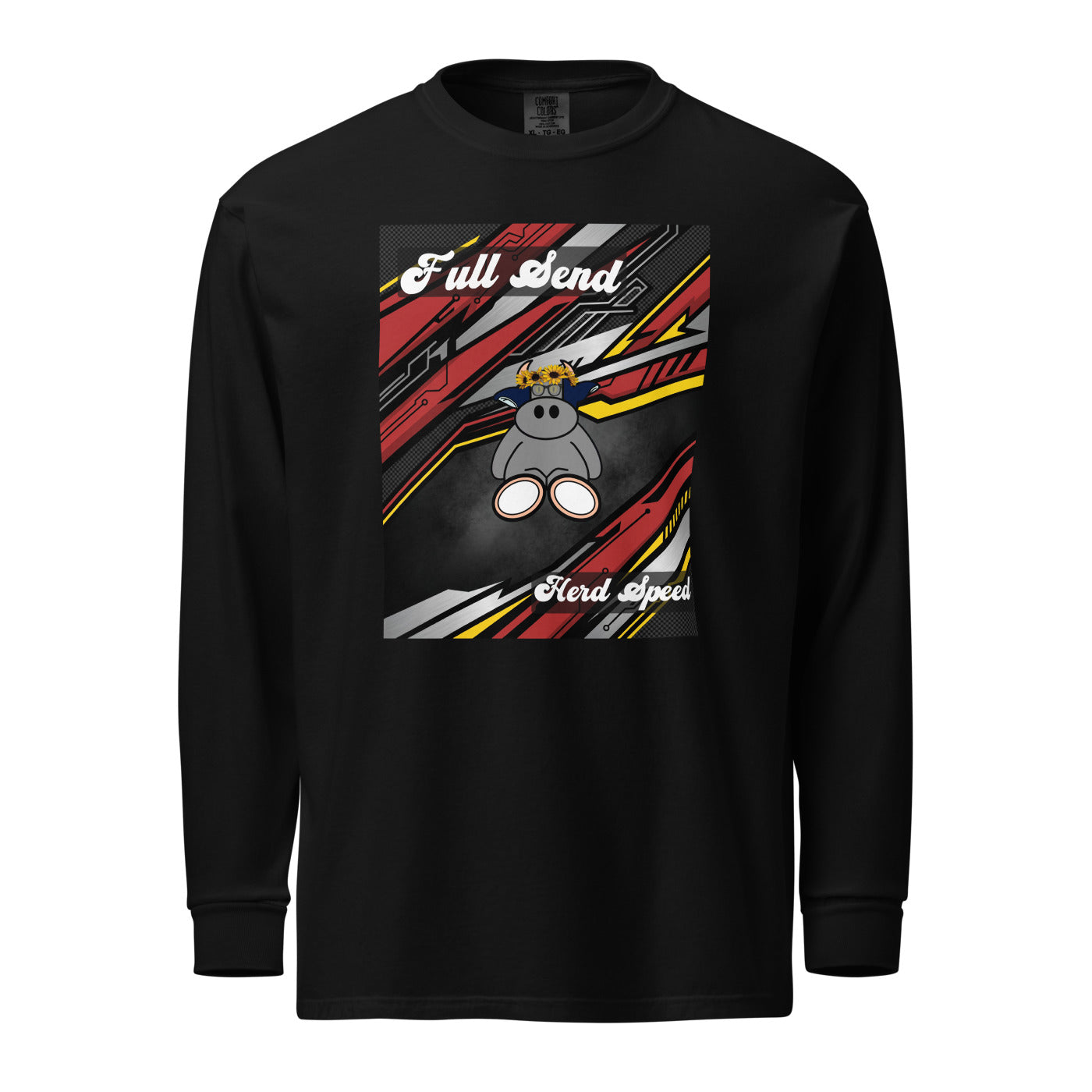 Pocket Cows Unisex Garment-Dyed Heavyweight Long Sleeve Shirt — Design 265