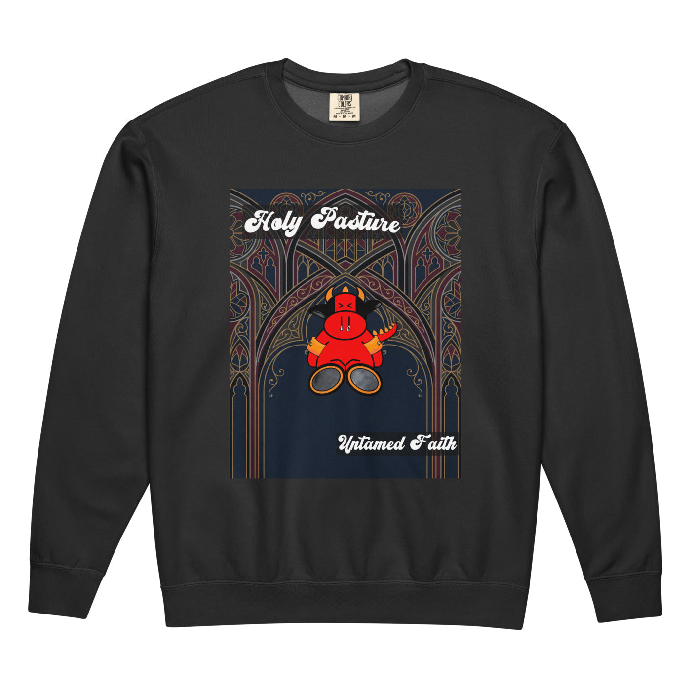 Pocket Cows Unisex Garment-Dyed Lightweight Fleece Crewneck Sweatshirt I Comfort Colors — Sacred Herd — Design 270