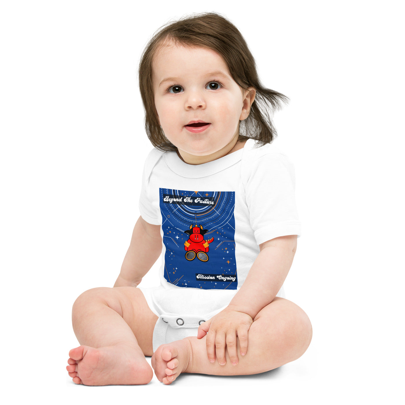 Pocket Cows Baby Short Sleeve One Piece — Design 278