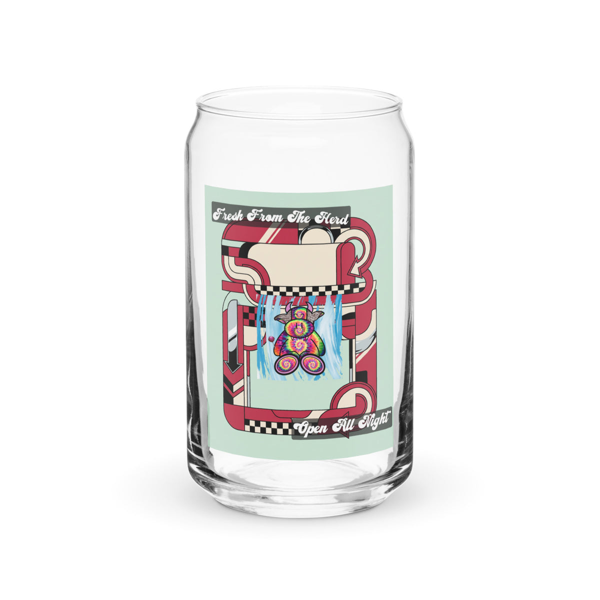 Pocket Cows Can-Shaped Glass (16 oz) — Always Fresh — Design 713