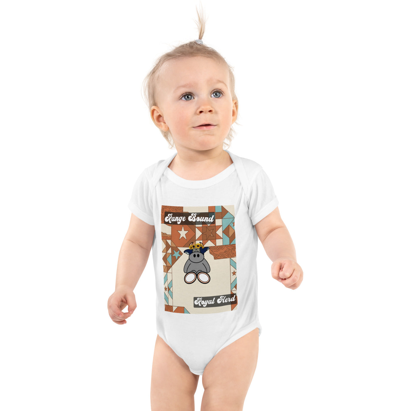 Pocket Cows Baby Short Sleeve Bodysuit — Design 258