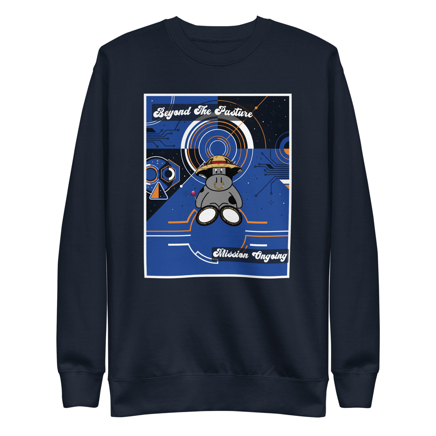 Pocket Cows Crewneck — Orbit The Herd — Design 59